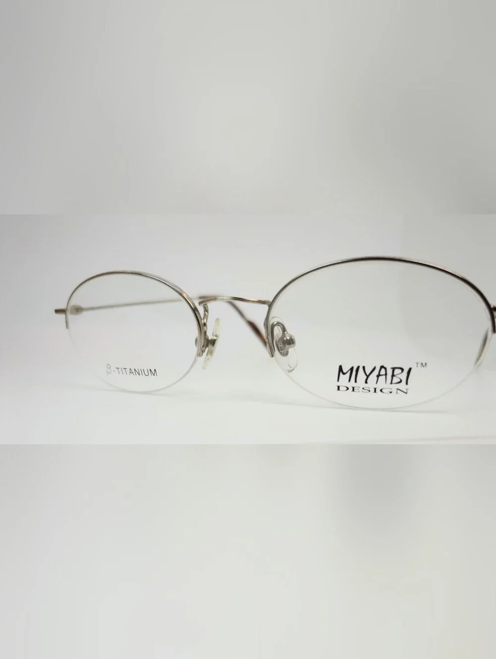 Miyabi. Kairi project. Silver Oval Beta ẞ Titanium Glasses. Semi Rimless. 1990s